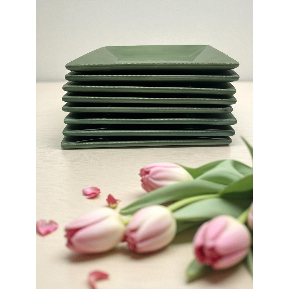 Corsica Dinnerware Set of 8‎ Green Square Salad Plates Stoneware